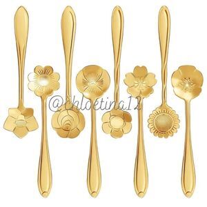 NEW 16 Piece Stainless Steel Flower Gold/ Silver Spoon Set